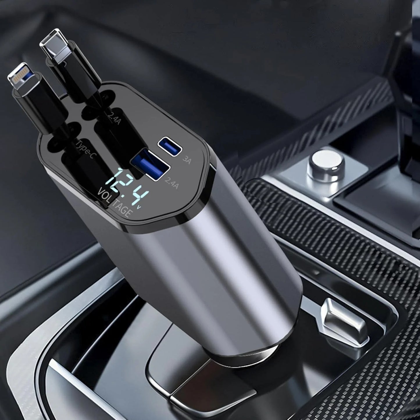 4-in-1 Car Charger – Fast & Convenient Charging